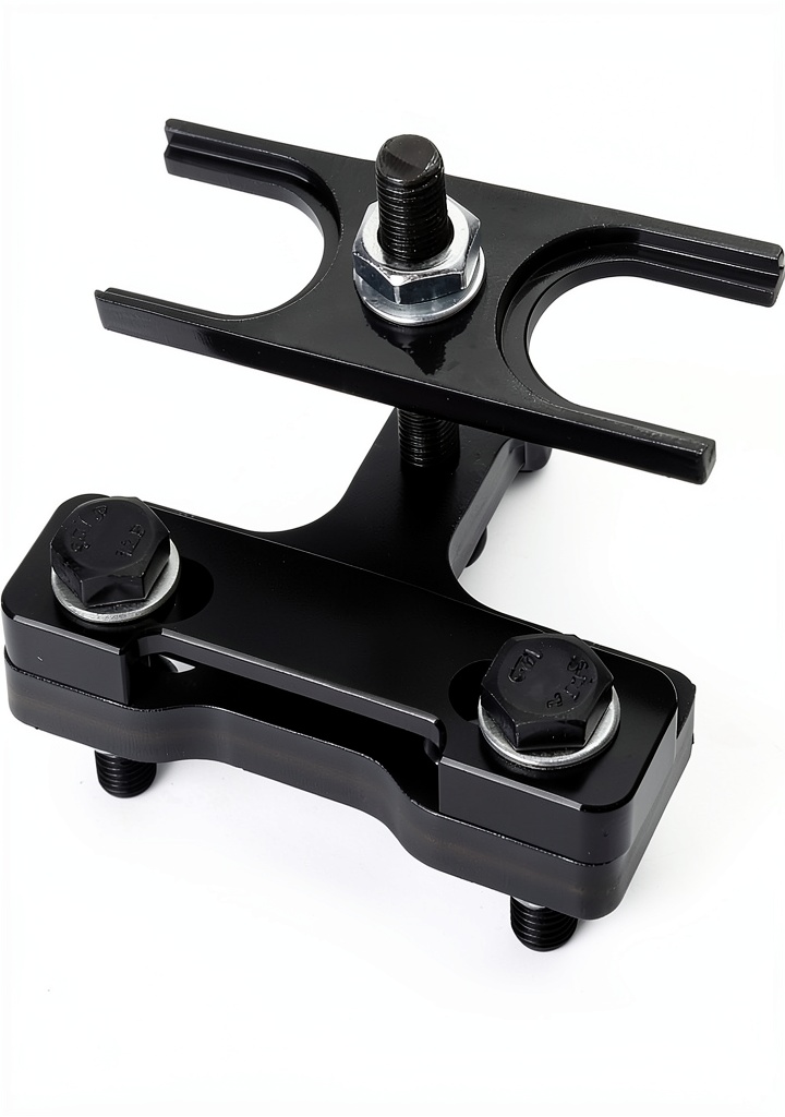 Installing Jepacr LS Valve Spring Compressor Steel Tool on a wooden garage workbench