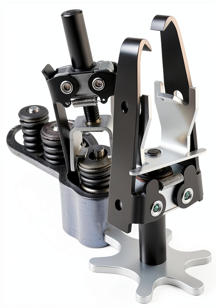 Installing OFBAND Valve Spring Compressor on a wooden workbench