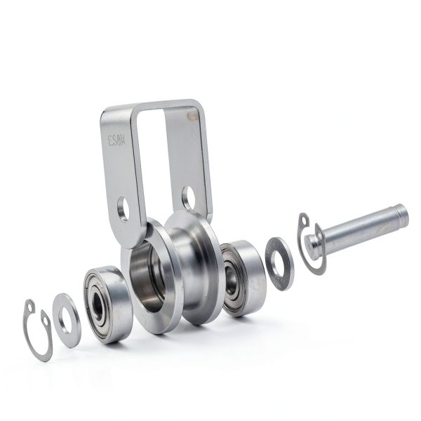 CertBuy 2 Pack 48mm V Groove Wheel Pulley, 304 Stainless Steel Silent Pulley Block, Heavy Duty Caster Wheels Sliding Gate Rollers Pressure Bearing Pulley, Loading 880lb for Handling and Moving-2