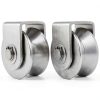CertBuy 2 Pack 48mm V Groove Wheel Pulley, 304 Stainless Steel Silent Pulley Block, Heavy Duty Caster Wheels Sliding Gate Rollers Pressure Bearing Pulley, Loading 880lb for Handling and Moving-0