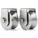 CertBuy 2 Pack 48mm V Groove Wheel Pulley, 304 Stainless Steel Silent Pulley Block, Heavy Duty Caster Wheels Sliding Gate Rollers Pressure Bearing Pulley, Loading 880lb for Handling and Moving-0