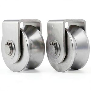 CertBuy 2 Pack 48mm V Groove Wheel Pulley, 304 Stainless Steel Silent Pulley Block, Heavy Duty Caster Wheels Sliding Gate Rollers Pressure Bearing Pulley, Loading 880lb for Handling and Moving-0