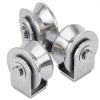 CertBuy 2 Pack 48mm V Groove Wheel Pulley, 304 Stainless Steel Silent Pulley Block, Heavy Duty Caster Wheels Sliding Gate Rollers Pressure Bearing Pulley, Loading 880lb for Handling and Moving-4
