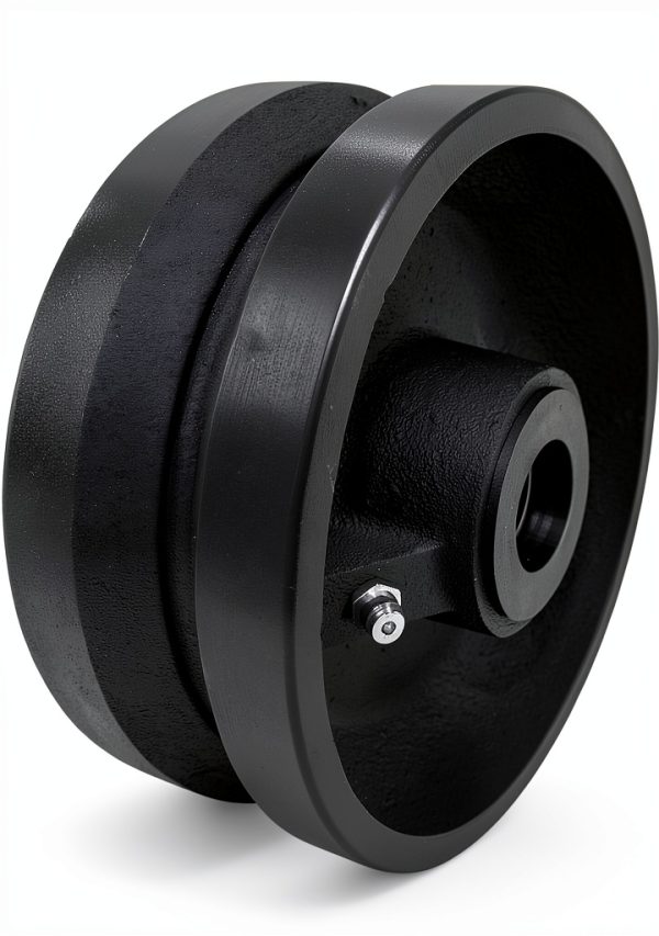 CasterHQ 4" X 2" V Groove Wheel 600lb Cast Iron Industrial Replacement-0