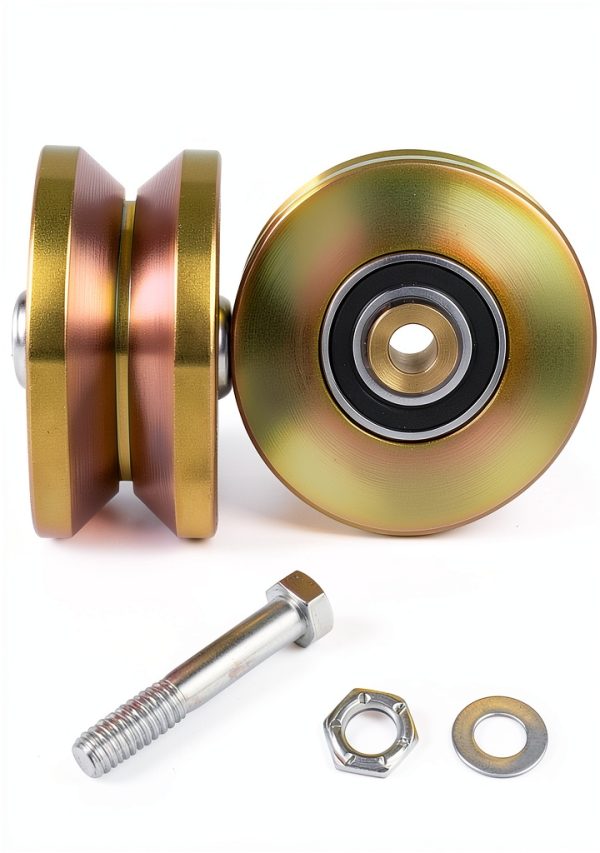2 Pack 4" V-Groove Slide Gate Wheel with Welded Bracket Box, for Inverted V-Track Sliding Gates, 1 13/16" Width, Heavy-Duty Solid Double Bearings,3500 Lbs Capacity-2