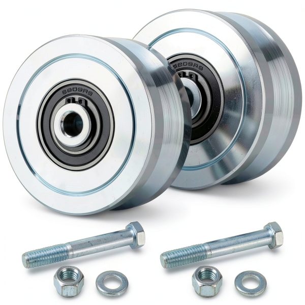 4" V Groove Gate Wheels TRUCFUSION – Steel, 3000lb Load, 2 Pack-0