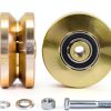 Goaste 4" Solid Slide V Groove Wheels 2 Pack 1000lb Gate Casters-1