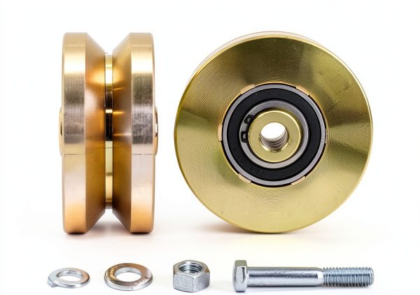 Goaste 4" Solid Slide V Groove Wheels 2 Pack 1000lb Gate Casters-1
