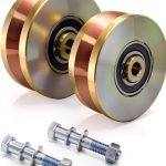 Goaste 4" Solid Slide V Groove Wheels 2 Pack 1000lb Gate Casters-0