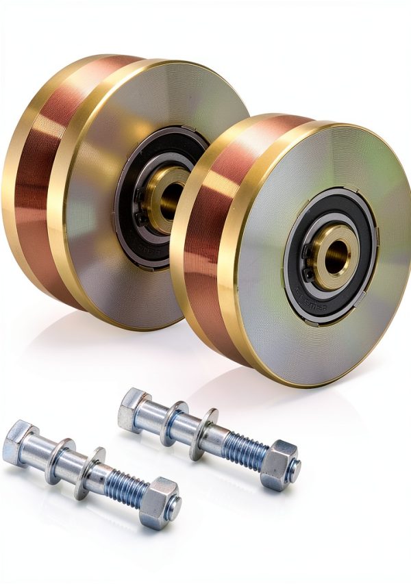 Goaste 4" Solid Slide V Groove Wheels 2 Pack 1000lb Gate Casters-0