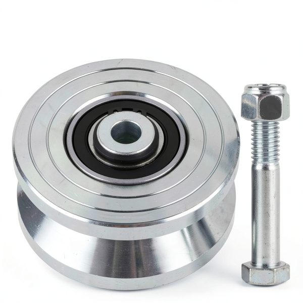 Skelang 4" V Groove Slide Gate Wheel with Welded Bracket Box, Bearings-3